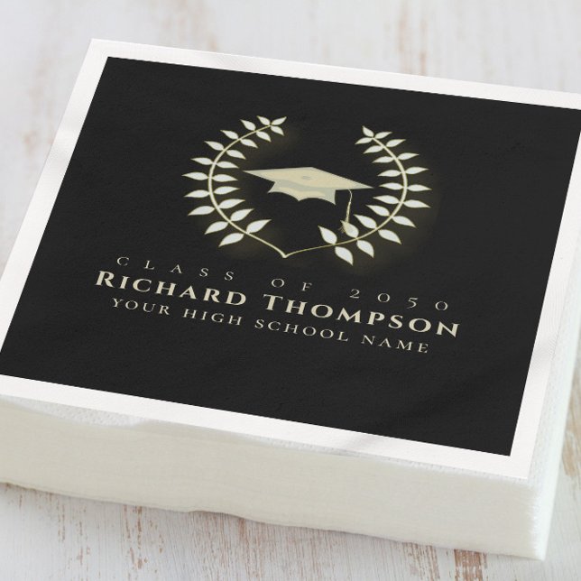 Studenten Elegant Guld Laurel Löv Mortar Board Pappersservett (Skapare uppladdad)