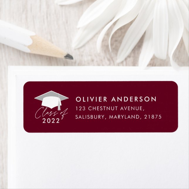 Studenten elegant, modern burgundklass returadress etikett (Insitu)