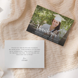 Studenten Elegant Script Photo Tack Kort
