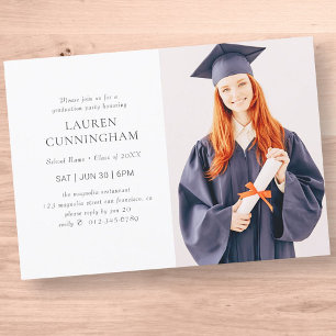 Studenten enkla, modernt, minimalistiskt foto inbjudningar