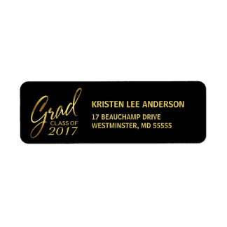 Studenten Faux Gold Foil Elegant Handskrift Returadress Etikett