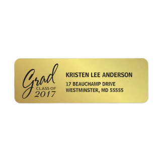 Studenten Faux Gold Foil Elegant Handskrift Returadress Etikett