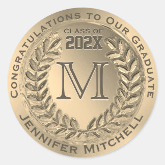 Studenten Faux Gold Foil Runt Klistermärke