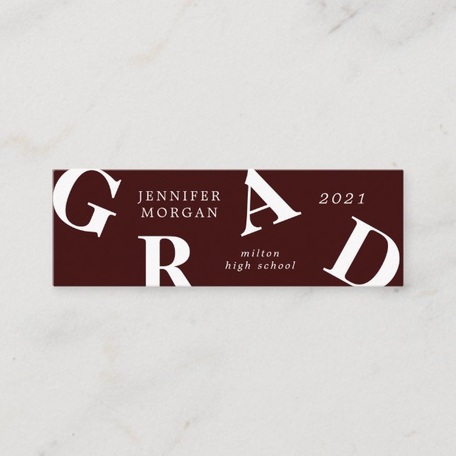 studenten fet brev skolkort färg Namn Mini Visitkort (Framsida)