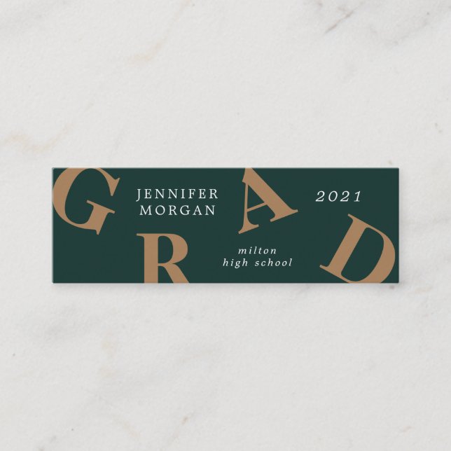 studenten fet brev skolkort färg Namn Mini Visitkort (Framsida)