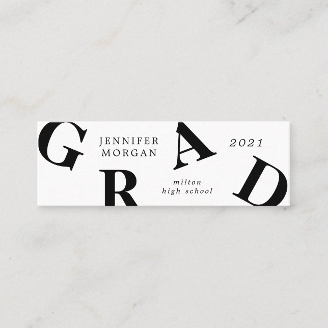 studenten fet brev skolkort färg Namn Mini Visitkort (Framsida)