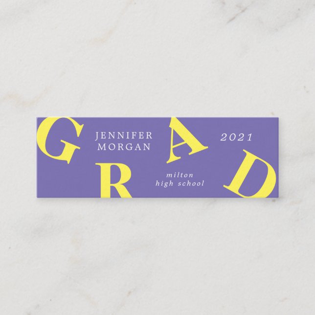 studenten fet brev skolkort färg Namn Mini Visitkort (Framsida)