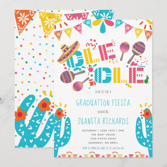 Studenten Fiesta Mexikanska Party Inbjudningar (Fram/baksida)
