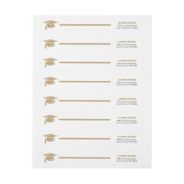 Studenten-figursättning i guld med fetstil runt etikettband