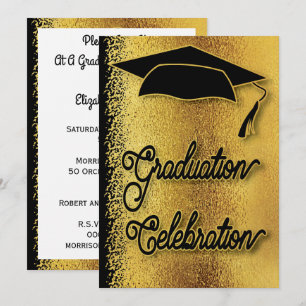 Studenten Firande Grad Party Faux Guld Modern Inbjudningar