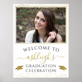 Studenten Firande Party Guld Glitter Poster