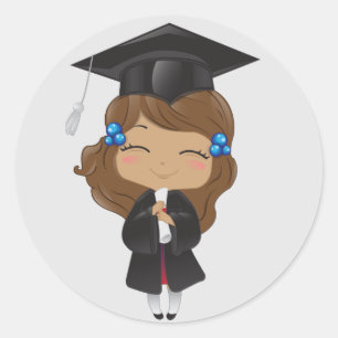 Studenten flicka i svart runt klistermärke