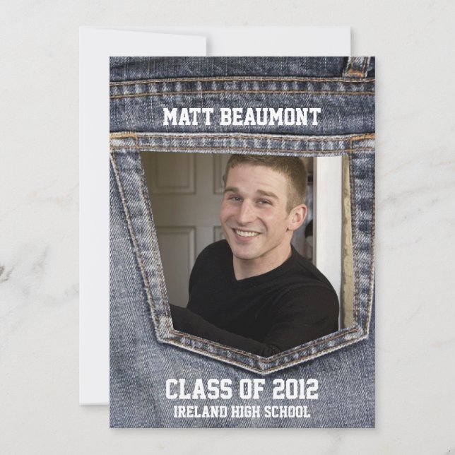 Studenten för blåttJean fick- foto Inbjudningar (Framsida)