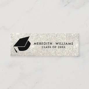 Studenten för Glitter, vitt radbyte Mini Visitkort