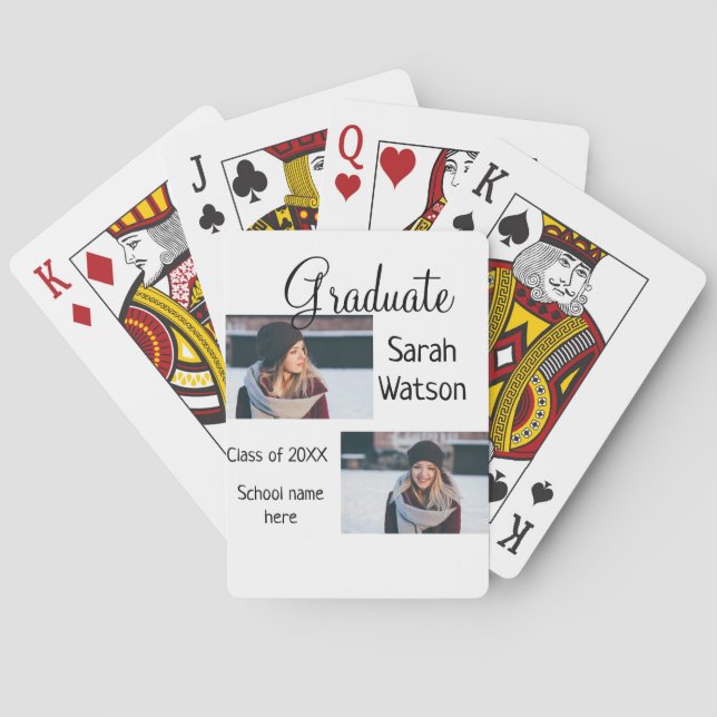 studenten-foto enkelt klassiskt lägga till klassår casinokort (Baksidan)