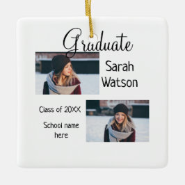 studenten-foto enkelt klassiskt lägga till klassår julgransprydnad keramik