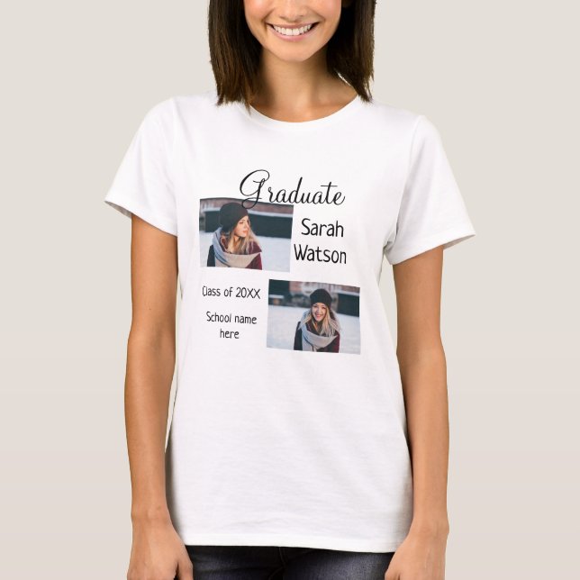studenten-foto enkelt klassiskt lägga till klassår t shirt (Framsida)