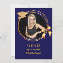 Studenten, foto, marin, guld, ram, grad hat inbjudningar