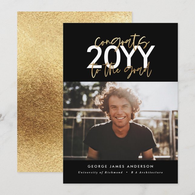 Studenten-foto med det moderna skriptet Black and  (Fram/baksida)