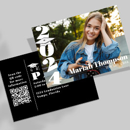 Studenten-fotoenkel svart klass på 2023 QR Inbjudningar