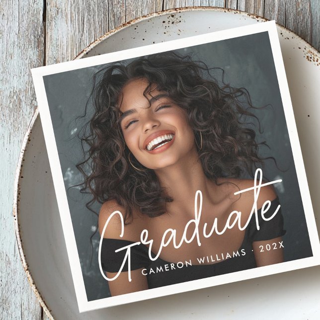 Studenten fotofoto student namn pappersservett (Graduation photo graduate name napkins)