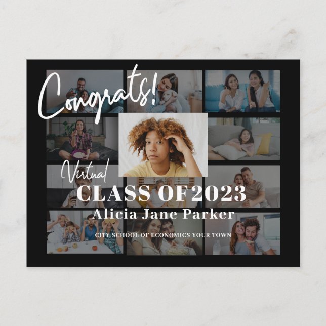 Studenten fotokollage-klass för 2022-inbjudan inbjudan vykort (Framsida)