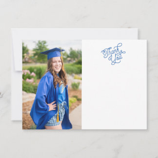 Studenten-fotokort med trådlöst skript tack kort