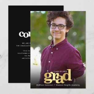 Studenten fotomodern svart guld typografi meddelande
