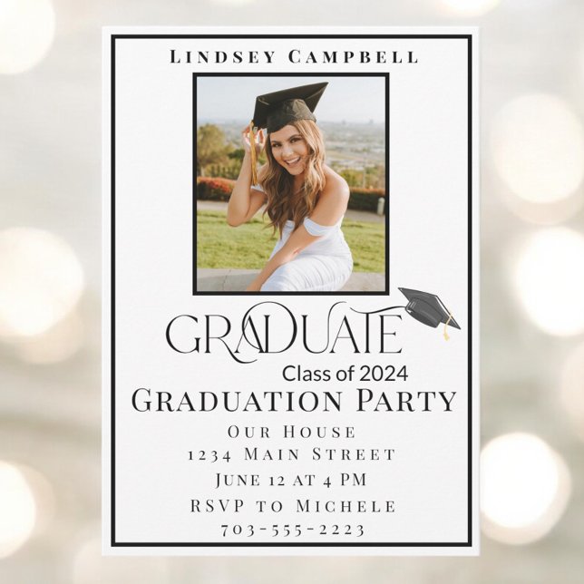 Studenten Fotomodern typografi Student Party Inbjudningar (Skapare uppladdad)