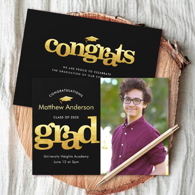 Studenten fotosvart guld modern fetstilgrafik meddelande (Skapare uppladdad)