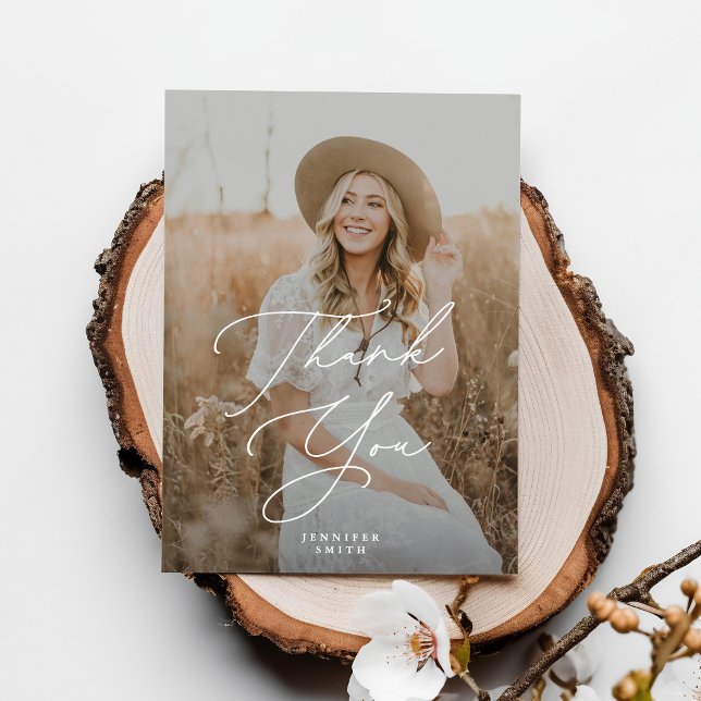 Studenten-fototackkort för dagens Chic-skript Inbjudan (Skapare uppladdad)