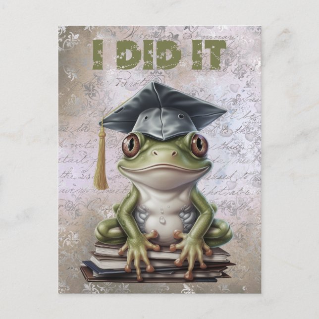 Studenten Frog Watercolor Vykort (Framsida)