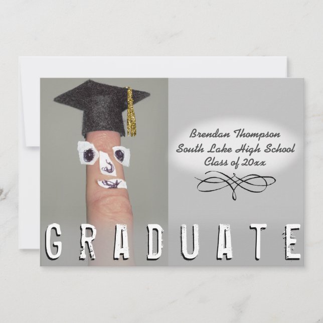 Studenten Funny Finger Tecknad Grad Cap Meddelande (Framsida)