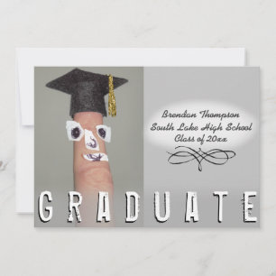 Studenten Funny Finger Tecknad Grad Cap Meddelande