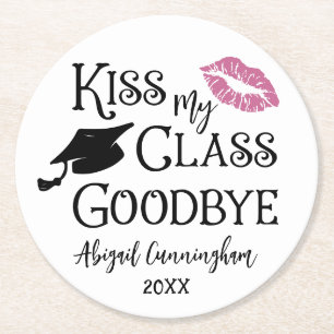 Studenten Funny KISS MY CLASS GOODBYE Namn Underlägg Papper Rund
