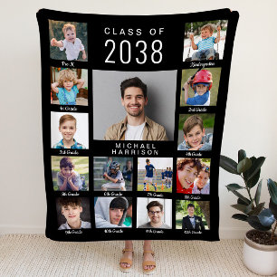 Studenten genom Years Photo Collage Black Fleecefilt