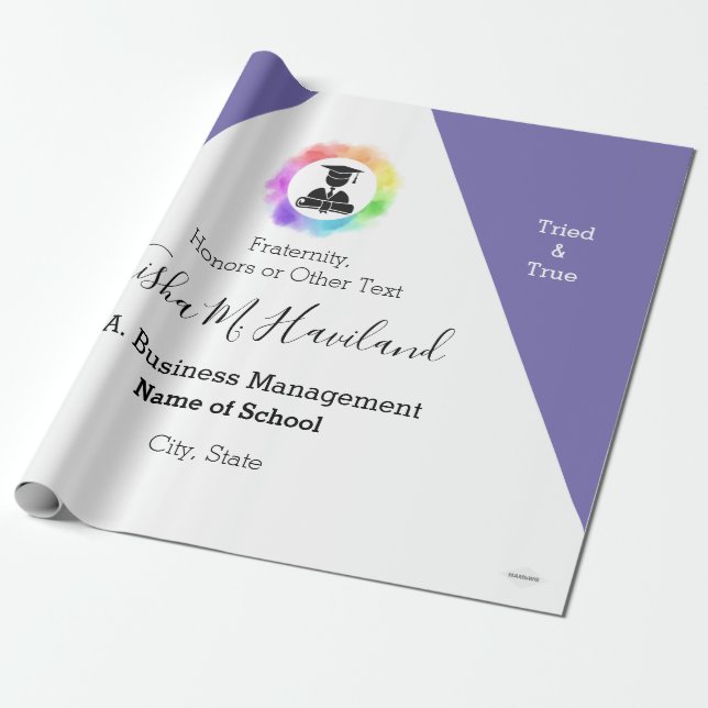 Studenten Gift Wrap Lilac och White HAMbyWG Presentpapper (Utrullad)