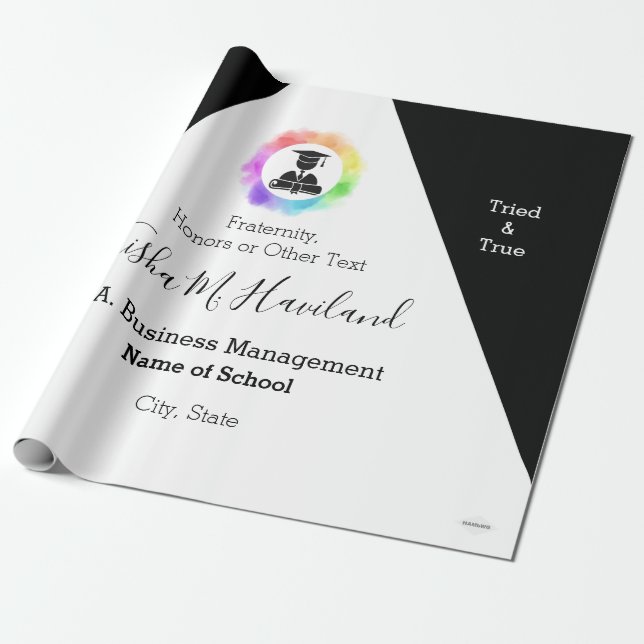 Studenten Gift Wrap Lilac och White HAMbyWG Presentpapper (Utrullad)