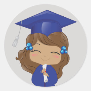 Studenten Girl in Blue Runt Klistermärke