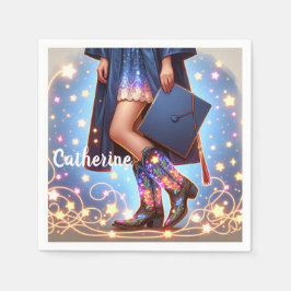 Studenten Girl with Cowboy Boots Anpassningsbar Pappersservett