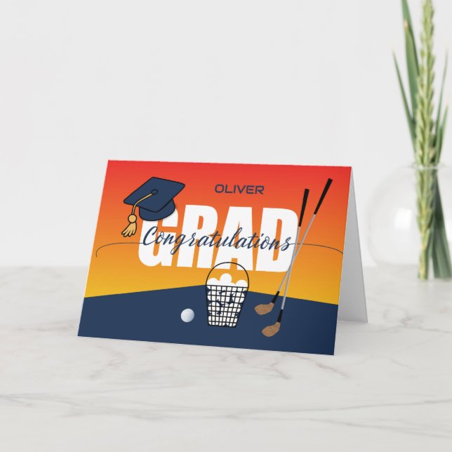Studenten Golf Idrottsman Grattiss Grad Cap Kort (Framsida)