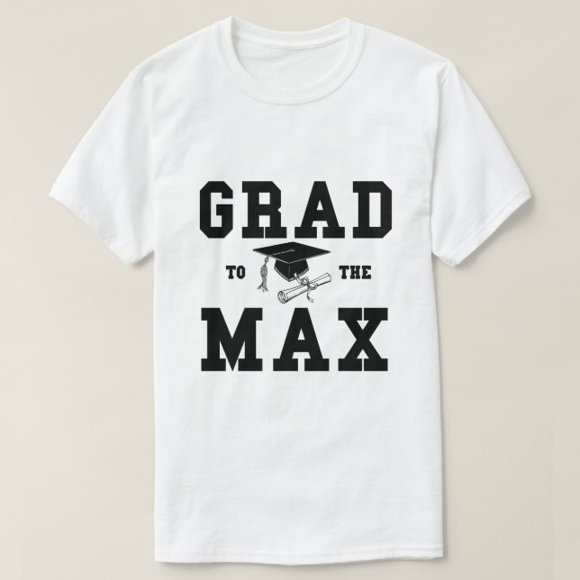 Studenten Grad Max Black Text T-Shirt (Design framsida)