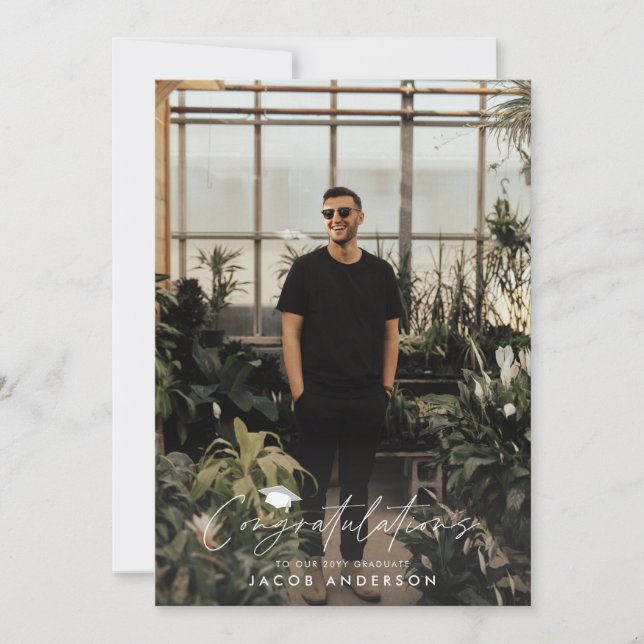 Studenten grattis - enkelt modernt foto-inv inbjudningar (Framsida)