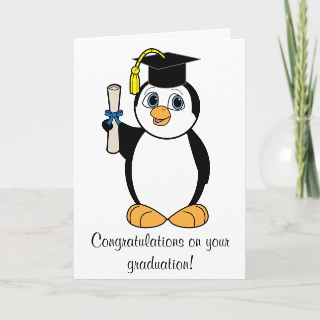 Studenten Grattisar med Boy Penguin Kort (Framsida)