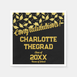 Studenten Grattiss personalize Black Guld Pappersservett
