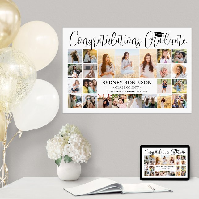 Studenten Gratulerar 23 Photo Collage Modern White Poster (Skapare uppladdad)