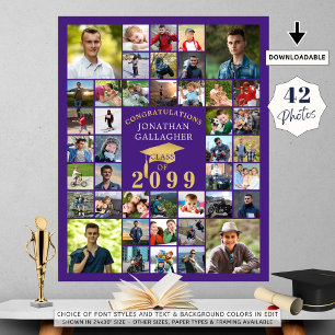 Studenten Gratulerar 42 Fotokollage Lila Guld Poster