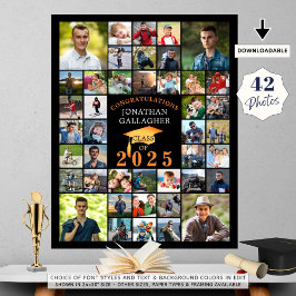 Studenten Gratulerar 42 Photo Collage Black Orange Poster