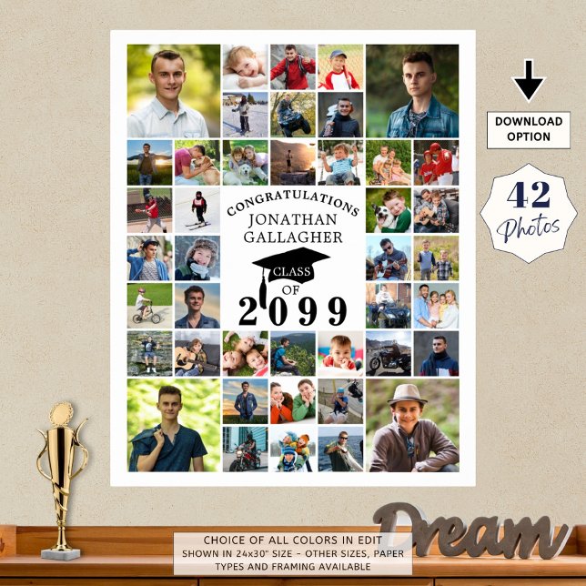 Studenten Gratulerar 42 Photo Collage Black White Poster (Skapare uppladdad)