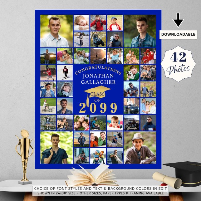 Studenten Gratulerar 42 Photo Collage Royal Guld Poster (Skapare uppladdad)